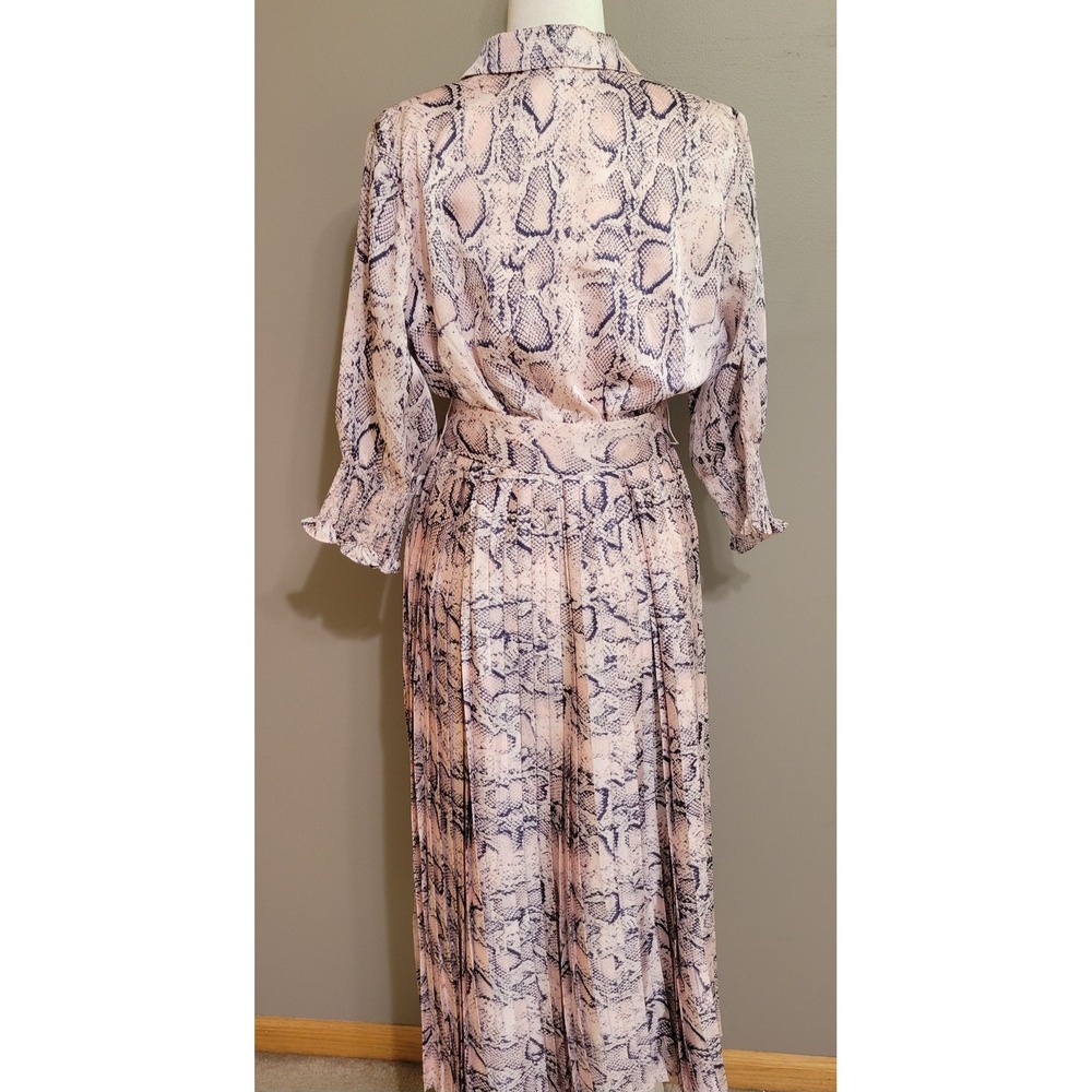 Garcia Pink & Navy Snake-Print Midi Button-Down Dress - Picture 2 of 9